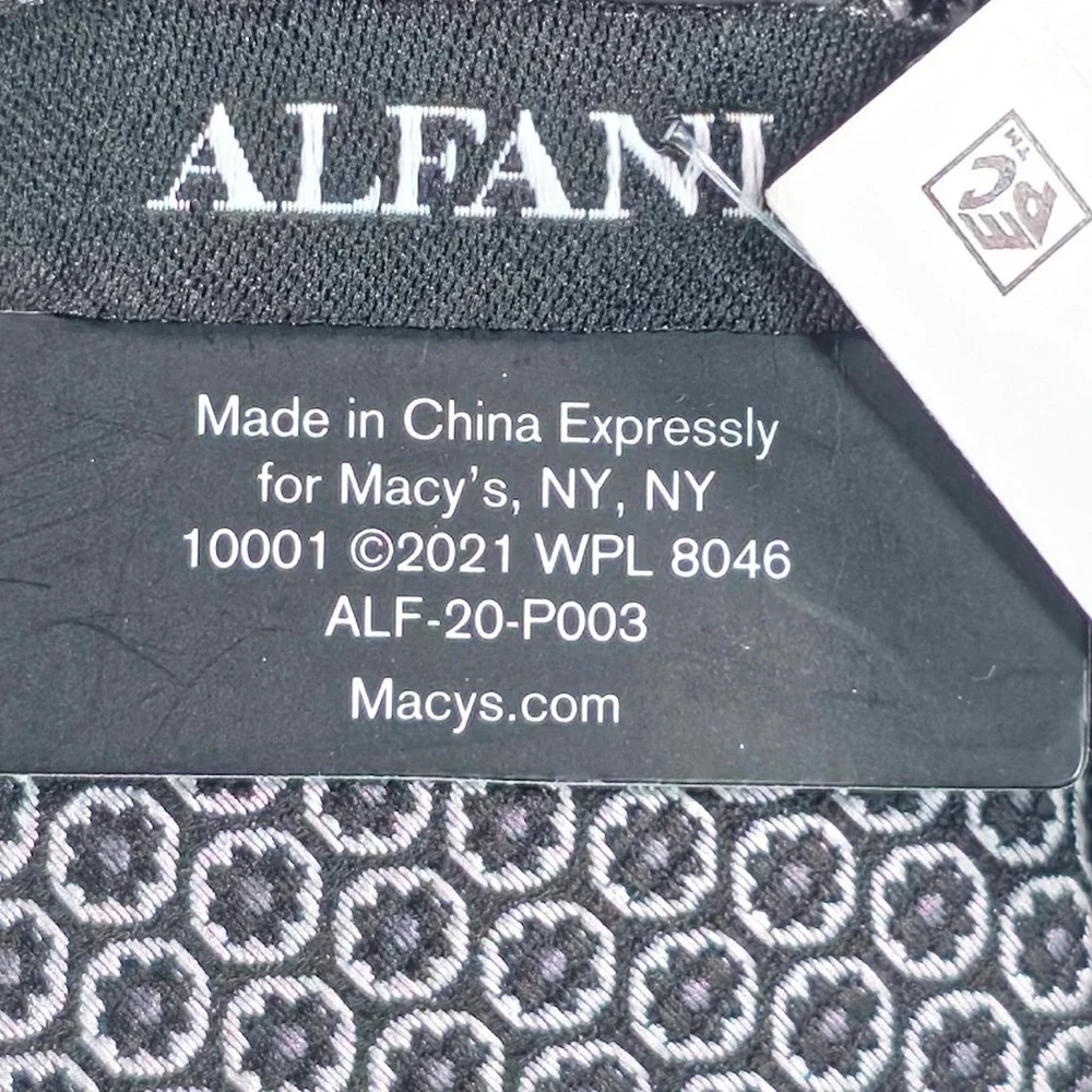 Alfani Mens Tie One Size Black Abby Neat Slim Necktie Alfatech Luxury NWT